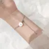Pulsera de Plata Nalan S925 para Mujer Estilo K Pequeño Fresco Estilo Bosque Margarita Blanca Diamante Único Ajustable S3863