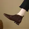 Zapatos retro versátiles de estilo francés para mujer, punta cuadrada, moda primavera/otoño, nuevo diseño de tacón grueso, zapatos de piel estampada, V2026