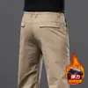Hong Kong 2026 Calças Casuais Masculinas Grossas de Veludo para o Inverno Elásticas Slim Retas de Negócios Calças Cáqui Masculinas