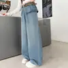 2026 Pantalones de Pierna Ancha de Mezclilla Versátiles y de Moda Estilo Coreano para Niñas Mayores de Cintura Alta