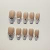 Celebridade da internet cor nude escada longa branco leitoso francês amor puff pérola manicure produto acabado destacável usável unha atacado