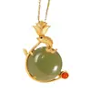 Cada Año Hay una Abundancia de Colgantes Redondos de Jade Hetian con Incrustaciones Estilo Vintage, Exquisitos Collares de Jade Natural para Mujer con Diseños Únicos