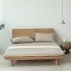 Sábana Bajera Ajustable de Algodón Lavado a Cuadros Estilo Japonés Muji Color Sólido Algodón Puro Sábana Simple