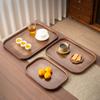 Bandeja Rectangular de Almacenamiento para Tazas de Té de Bambú y Madera para el Hogar con Asa Bandeja Rectangular Engrosada para Desayuno Té Merienda