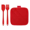 Nuevo Cepillo de Aceite de Silicona Cocina Juego de 3 Piezas Espátula para Crema de Pasteles Cepillo de Aceite Resistente a Altas Temperaturas Tela Plateada Mantel Antiescaldaduras
