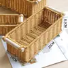 Organizador de productos de cuidado de la piel para tocador, cesta de almacenamiento de artículos de tocador para baño estilo ratán tejido, cesta para toallas de hotel