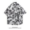 Camisa hawaiana vintage de manga corta con estampado floral estilo Hong Kong para hombre y mujer, camisa playera para pareja yuppie tailandesa.