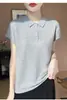 POLO Collar Lã Malha de manga curta confortável casual estilo diário T-shirt primavera e verão nova chegada lop meia manga mulheres da moda
