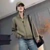 Atacado Outono 2026 Novo Moletom Listrado Estilo Coreano para Mulheres, Cardigan com Gola Alta e Zíper, Design Solto, Peça de Roupa Externa Tendência
