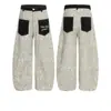 Jeans Retro Americanos de Bloques de Color con Bolsillo Trasero Estampado de Leopardo para Hombres y Mujeres Diseño de Primavera Sueltos de Pierna Ancha Pantalones Scimitar Modernos