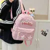 Mochila Nueva Cuadros Rosa Fresco Estilo Japonés Ins Mochila Escolar Estudiante Girly Viaje Mochila de Gran Capacidad