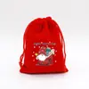 Fornecimento Direto Transfronteiriço Grande Saco Vermelho de Veludo de Natal Saco para Embalagem de Presente de Joias Saco de Presente para Doces de Maçã do Papai Noel