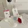 Calcetines Blancos de Gato de Dibujos Animados Lindos para Mujer, Calcetines de Media Pantorrilla, Calcetines Largos de Primavera y Verano, Calcetines Holgados, Calcetines de Algodón Coreanos Modernos sin Costuras