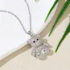 Colar de Urso de Alto Padrão Não Desbota para Mulheres, Aço Titânio Banhado a Ouro Cobre Zircônia Microcravejada, Corrente de Clavícula Estilo Fresco, Fofo e Doce