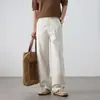 Pantalones Casuales de Lino y Seda para Hombre de Primavera y Verano, Pantalones de Pierna Ancha Sueltos y de Alta Gama, Pantalones Rectos Versátiles de Color Sólido para Hombre