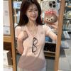 Camiseta Feminina Manga Curta Gola V Estilo Doce Coreano com Design de Gatinho Estilo Girly de Verão Versátil Top com Efeito Emagrecedor