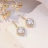 Amazon Nova Venda Quente Brincos de Tarraxa com Pingente de Pedra Dabao Ouro Moda Pingente de Zircônia Brincos de Tarraxa 2024 Novo