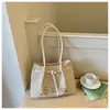Bolso de Paja Tejida de Gran Capacidad para Viajes Diarios para Mujer 2025 Nueva Moda Elegante Bloqueo de Color Bolso de Hombro Bolso Versátil Tejido Simple