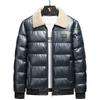 Abrigo de invierno para hombre de piel sintética suave con relleno de algodón, forro polar grueso de borreguito, corte holgado, cálido para invierno, top para padre de mediana edad y anciano
