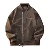 2026 Nueva Chaqueta Bomber para Hombre Abrigo Marca de Moda Tendencia Cremallera Doble Cuello de Béisbol Cuero PU Chaqueta Casual Hombre