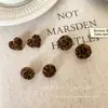 Pendientes Redondos de Terciopelo con Estampado de Leopardo Europeo y Americano Pendientes Únicos Elegantes de Otoño e Invierno Diseño Exagerado que Resalta el Rostro Pendientes Pequeños Venta al por Mayor