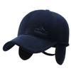 Gorra de invierno para hombre de mediana edad, color liso, gorra de pana, gorra de béisbol gruesa y cálida con visera curva, gorra de pana de moda para hombre