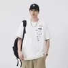 Camiseta de Manga Corta con Estampado Divertido Estilo Casual Americano Talla Grande 250g Diseño de Verano para Hombre Camiseta Blanca Versátil de Cuello Redondo