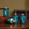 Botella de Vino de Cerámica Jingdezhen 1kg Set Completo con Etiqueta Empaque de Caja de Regalo Botella Vacía de Licor Casero Sellada Paquete de Regalo