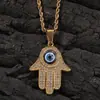 Pendente de Mão com Olho de Diabo e Diamante Mais Vendido Transfronteiriço Colar Clássico Olho Azul Turco Mão de Fátima