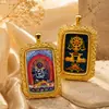 Colgante Thangka Pintado con Zaki Lamu y los Ocho Grandes Budas de la Riqueza, Deidades de la Riqueza Negras y Amarillas, Colgante Thangka Tibetano Estilo Chino
