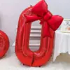 Globo Digital Rojo con Lazo de 32 pulgadas Decoración Fiesta Primer Año Ambiente Lugar de Cumpleaños Montaje Accesorios Venta al por Mayor