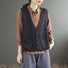 Chaleco de punto hueco de exportación de comercio exterior para mujer Otoño nuevo de un solo pecho con bolsillo talla grande cárdigan chaleco vintage para mujer