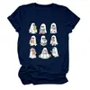 Amazon eBay Tienda Independiente Casual Linda Divertida Camiseta de Manga Corta con Cuello Redondo de Fantasma Leyendo un Libro para Mujer para Exportación