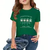 Comercio Exterior al por Mayor Transfronterizo Ropa Popular de Verano Camisetas para Niñas Mayores, Camisetas de Algodón Puro de Moda para Niñas de Manga Corta con Cuello Redondo