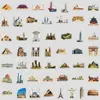 50 Peças Adesivos de Grafite de Edifícios Famosos do Mundo para Copo d'Água Celular Computador Mala Adesivos Decorativos à Prova d'Água Atacado