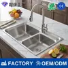 Fregadero Doble Espesado de Acero Inoxidable 304 con Acabado Cepillado, Accesorio de Decoración para el Hogar, Doble Tina para Lavar Verduras