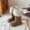 Botas Longas Infantis Forradas com Pelúcia 2026 Outono/Inverno Novo Estilo Botas Altas Quentes Dobráveis para Meninas Botas de Neve Estilosas