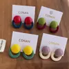 Pendientes de Resina con Bloques de Color, Diseño Minimalista Personalizado Estilo Coreano para Mujer, Pendientes de Aro Redondos Geométricos Elegantes y Lujosos