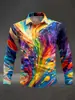 Camisa de moda masculina transfronteriza con estampado digital europeo y americano, camisa casual de negocios para hombre de talla grande