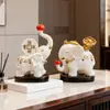 Nuevos Adornos de Elefante Blanco Estilo Chino, un Par de Decoraciones Atractoras de Fortuna para la Entrada de la Sala de Estar, Artesanías de Lujo Ligero para el Hogar