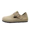 Zapatos Casuales sin Cordones de Cuero Genuino Gamuza Gris-Verde Estilo Cao Sanxi, Modelo Nuevo Zuecos Estilo Birkenstock
