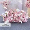 Arreglo floral de piso para boda, decoración de fila de flores rosas, flores de boda, flores artificiales, decoración de pasillo, ambientación, arte floral de escenario T