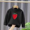 Nueva camisa de manga larga cálida con cuello alto medio para niñas estilo dopamina, otoño e invierno 2023, camiseta interior de terciopelo para niños