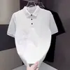 Nueva polo de manga corta de moda para hombre con bordado pesado estilo chino, camiseta de verano de alta gama ajustada con cuello de solapa de media manga