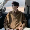 Camisa blanca de manga larga estilo Hong Kong para hombre, primavera y otoño, algodón puro, moderna, retro, chaqueta tipo camisa de trabajo, top de talla grande para hombre