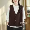 Colete de Tricô com Decote V para Primavera e Outono para Mulheres, Novo Cardigã Sem Mangas de Outono, Colete Suéter Versátil Solto para Looks de Trabalho