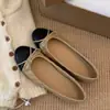 Zapatos planos de color block con lazo para mujer, novedad otoño 2026, zapatos planos sin cordones de punta fina con estampado de diamantes estilo inspirado en Chanel