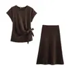 ZA Comercio Exterior 2025 Primavera Nuevo Estilo Europeo y Americano Moda Femenina Elegante Casual Suave Top Conjunto de Vestido Midi