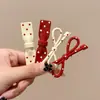 Pinza para el pelo Ankora con puntos de ola roja y lazo para mujer, clip lateral para flequillo o mechones rotos, pinza de pico de pato, pinza linda de una palabra