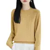 Suéter de punto trenzado ajustado de cuello medio para mujer, otoño e invierno, retro, simple, adelgazante, versátil, suéter de punto, top base